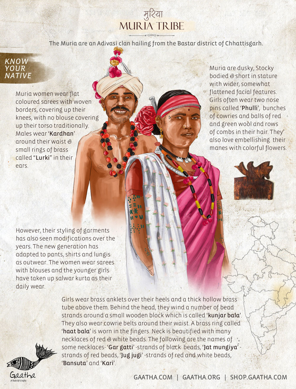 The Murias are an Adivasi clan hailing from the Bastar district of Chhattisgarh.