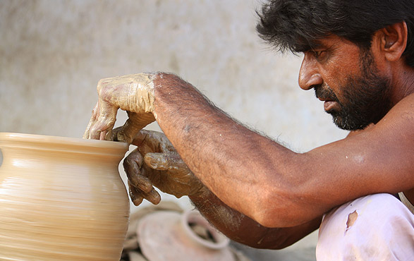 Matka making process on wheel