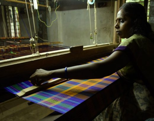 women weaving koorainadu sari