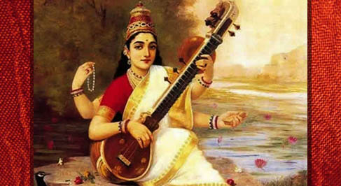 goddess saraswati~ A painting by RajaRavi Varma