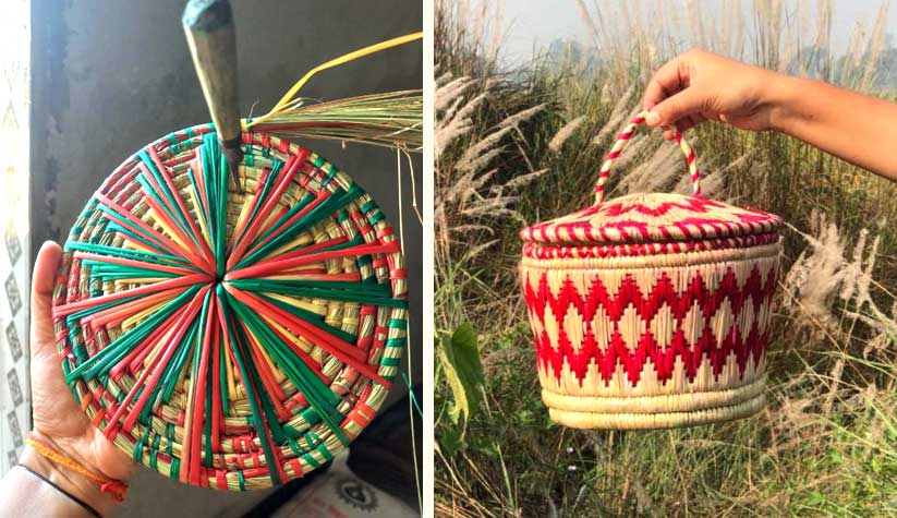 Moonj Basket making process